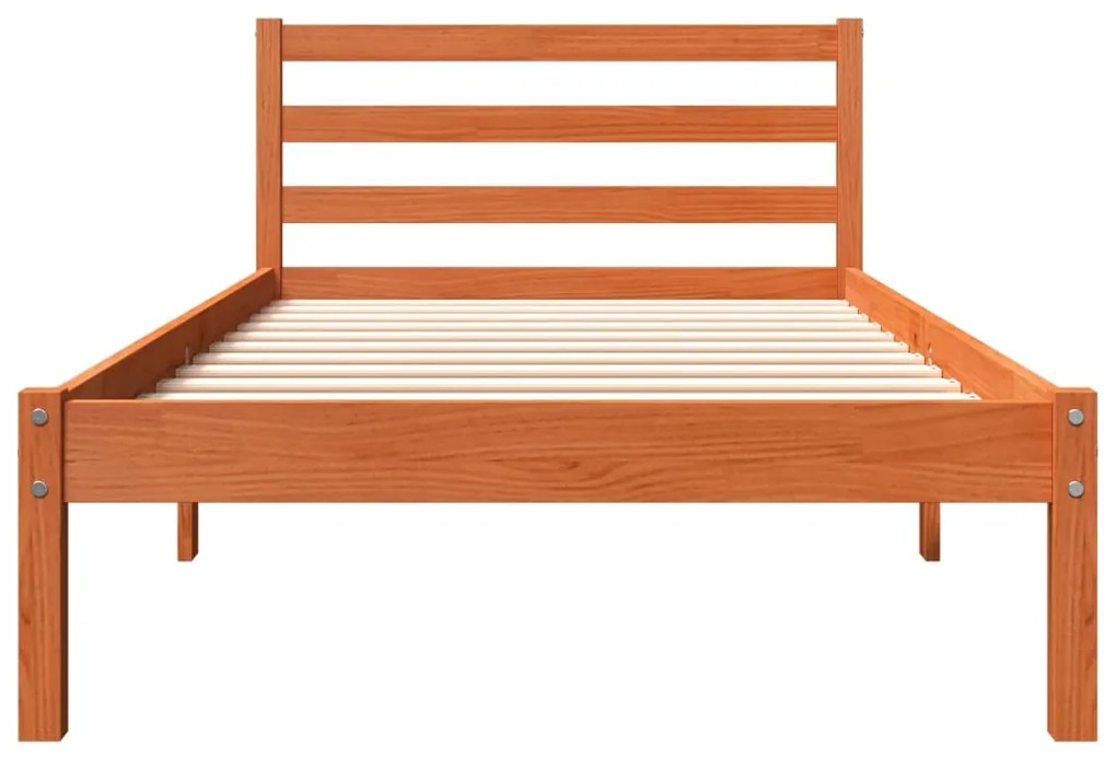 Cama sem colchão 90x190 cm madeira de pinho maciça castanho-mel