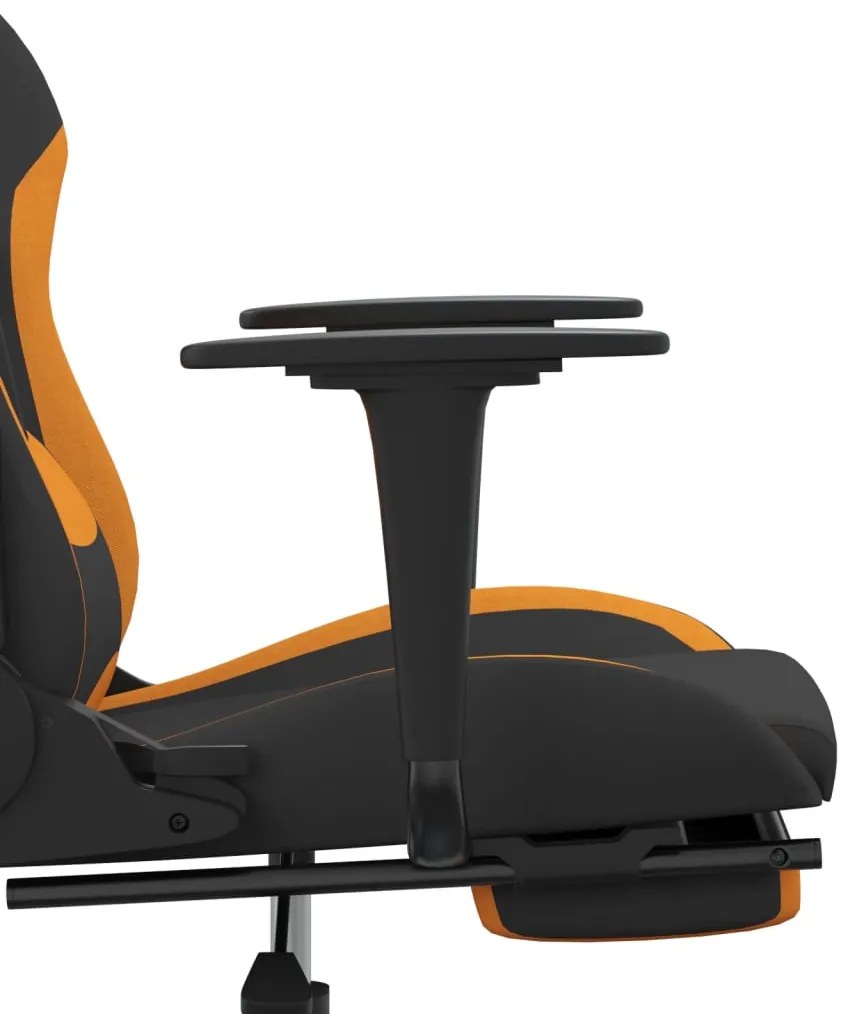 Cadeira Gaming Reclinável com Apoio de Pés em Tecido - Preto e Laranja