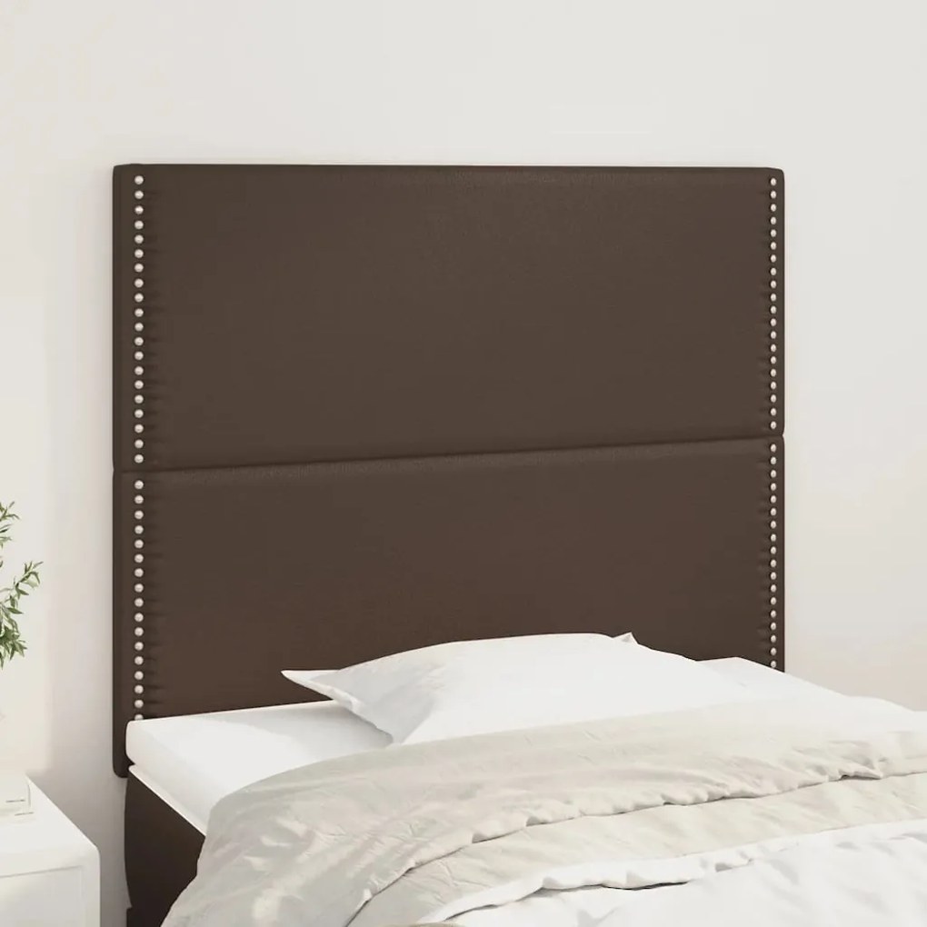 vidaXL Cabeceira de cama 2 pcs couro artificial 90x5x78/88 cm castanho
