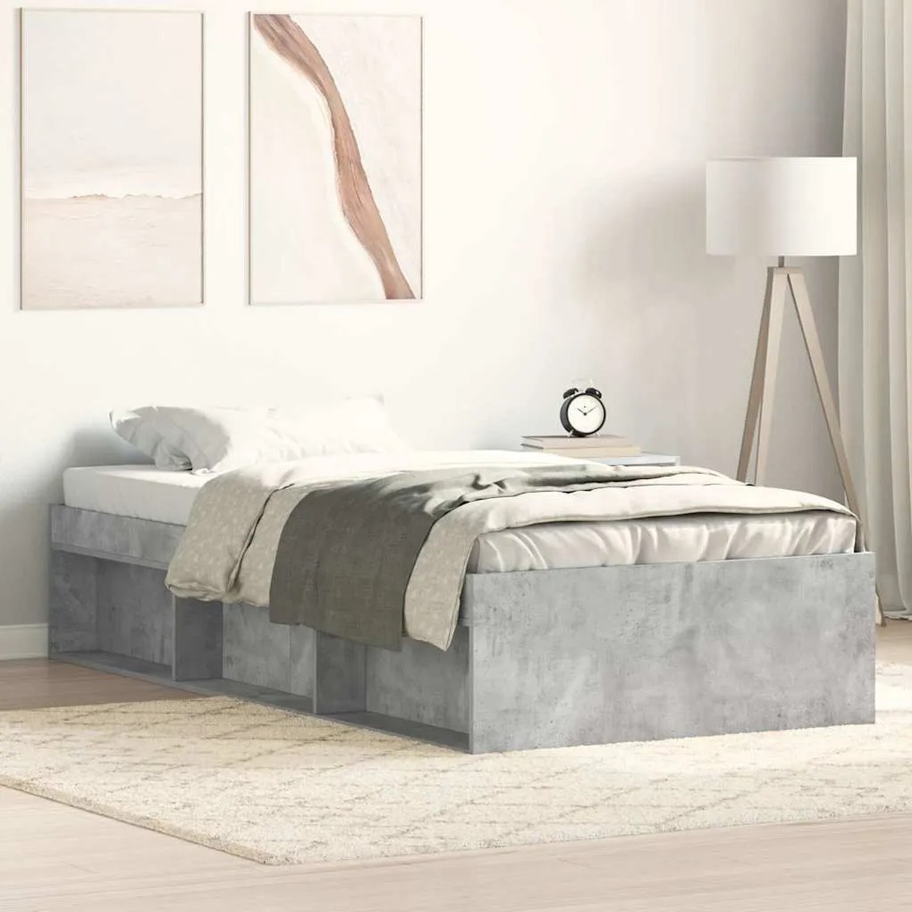 Estrutura de cama solteiro 75x190 cm cinzento cimento