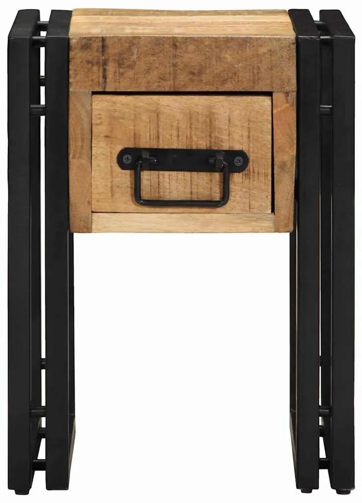 Mesa de Apoio vidaXL com Gaveta Preta 30x30x40 cm Madeira de Mangueira