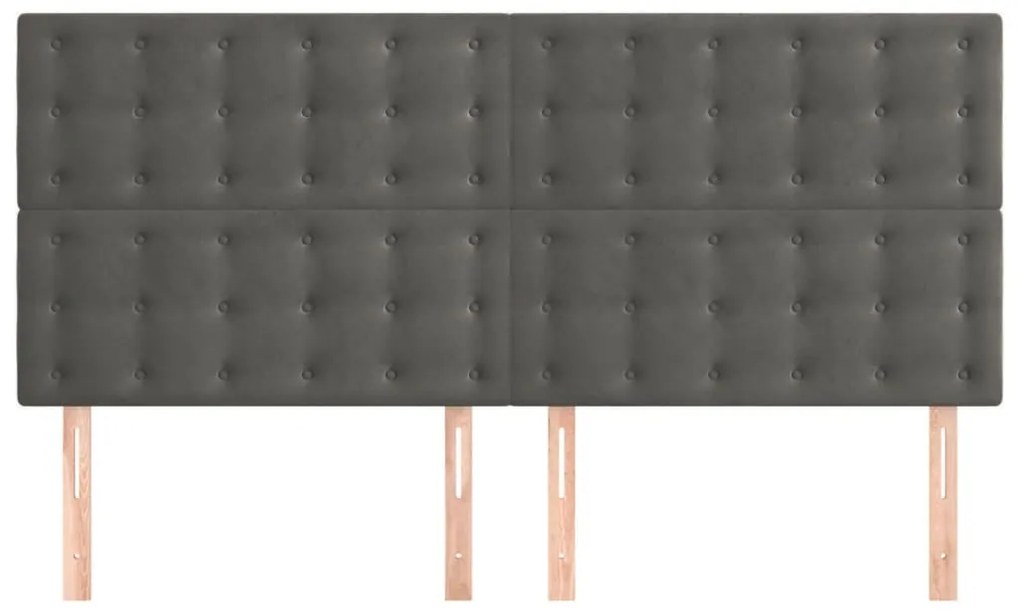 Cabeceira de cama 4 pcs veludo 90x5x78/88 cm cinzento-escuro