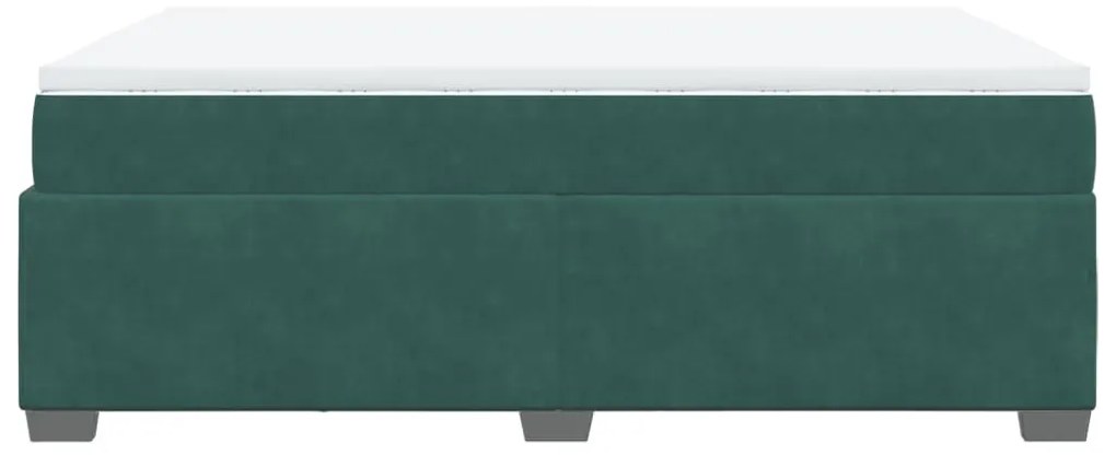 Cama com molas/colchão 140x200 cm veludo verde-escuro