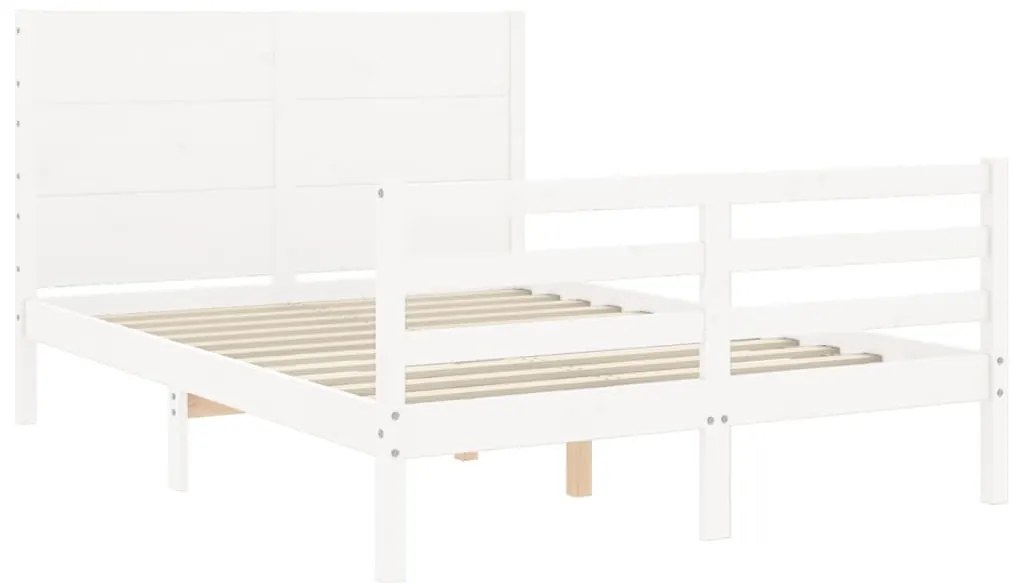 Estrutura de cama com cabeceira 140x200cm madeira maciça branco