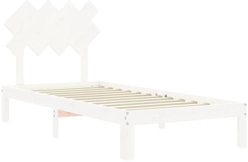 Cama sem colchão 90x200 cm madeira de pinho maciça branco