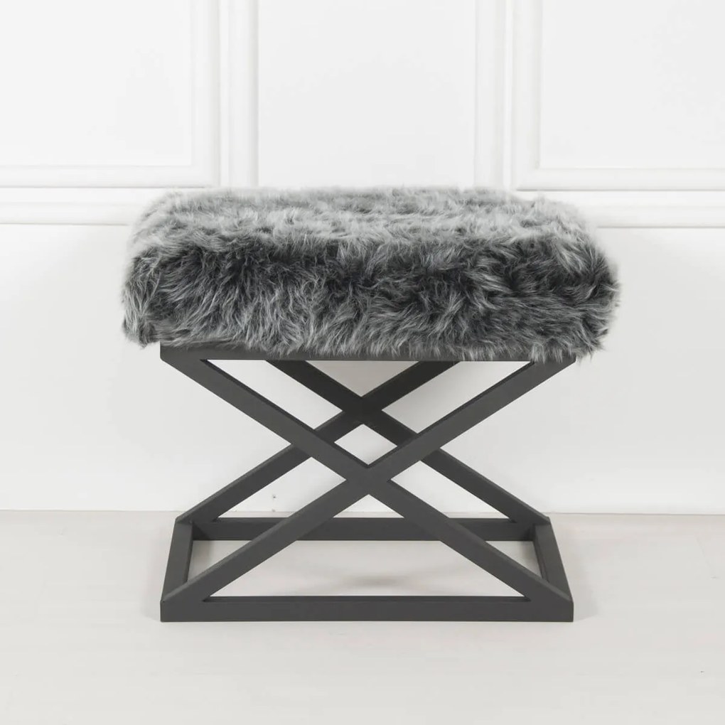Pouffe Capraz – Preto e Cinzento – 50 cm x 42 cm x 40 cm