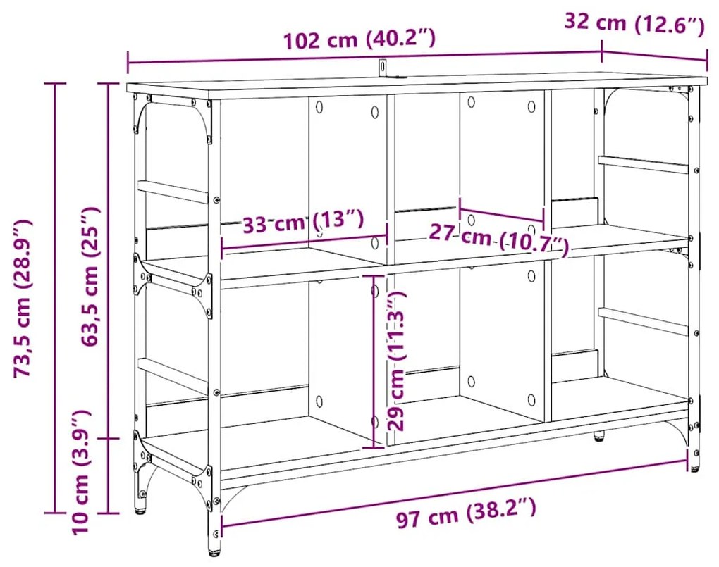 Buffet Castanho 102 x 32 x 73.5 cm Madeira processada