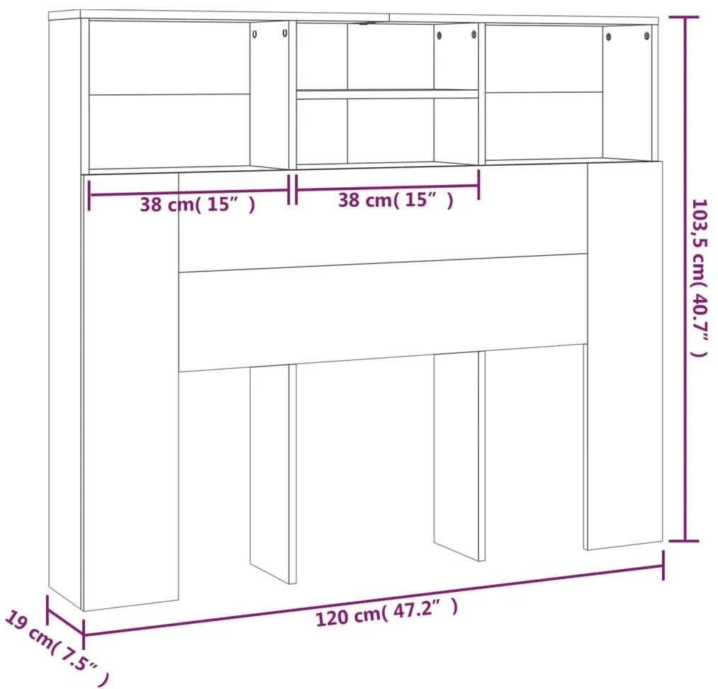 Cabeceira de cama com armário 120x19x103,5 cm branco