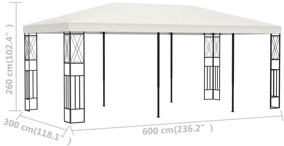 Gazebo 3x6 m tecido cor creme