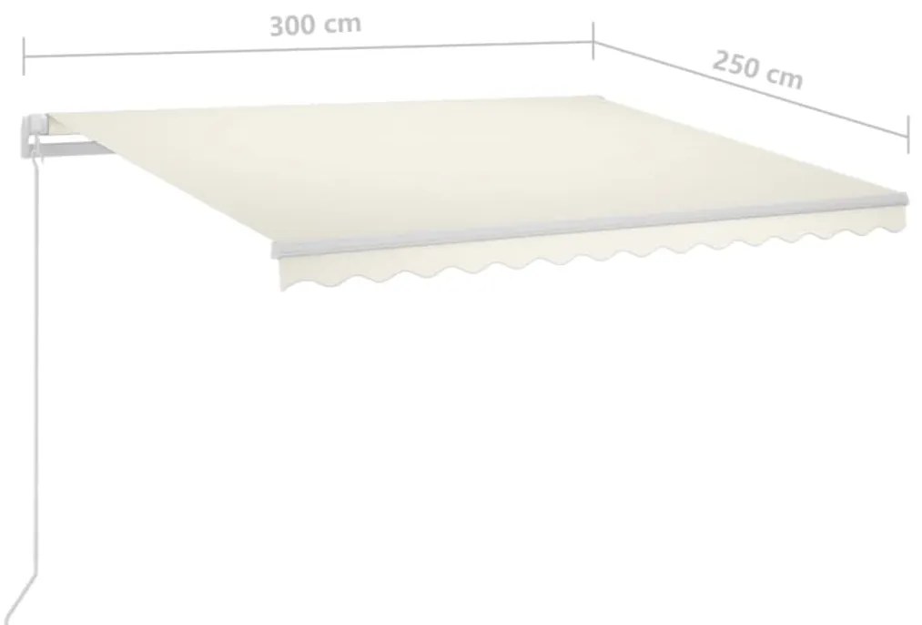 Toldo automático LED e sensor de vento 3x2,5 m cor creme