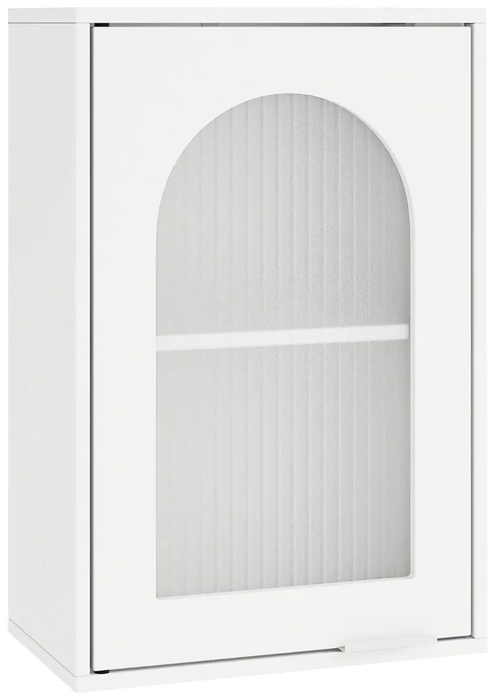 Armário parede para casa de banho 35 x 20 x 52,5 cm com porta de vidro e prateleira ajustável Branco