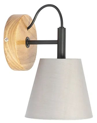 Candeeiro de parede rústico em madeira com cinzento - Cupy