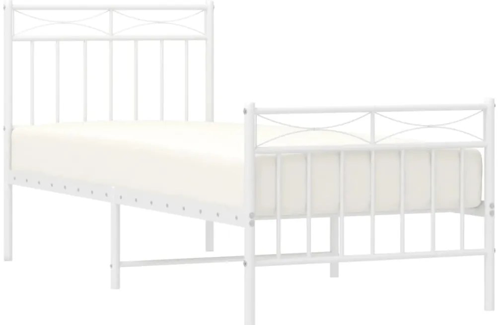 Estrutura de cama com cabeceira e pés 80x200 cm metal branco
