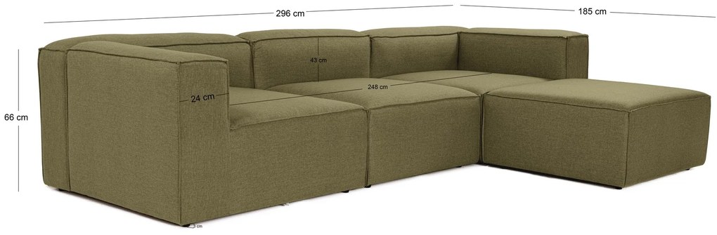 Sofá de Canto Fora – Verde – 296x66x185 cm