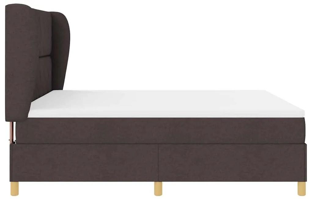 Cama Box Spring vidaXL com Colchão Marrom Escuro 180x200 cm Tecido