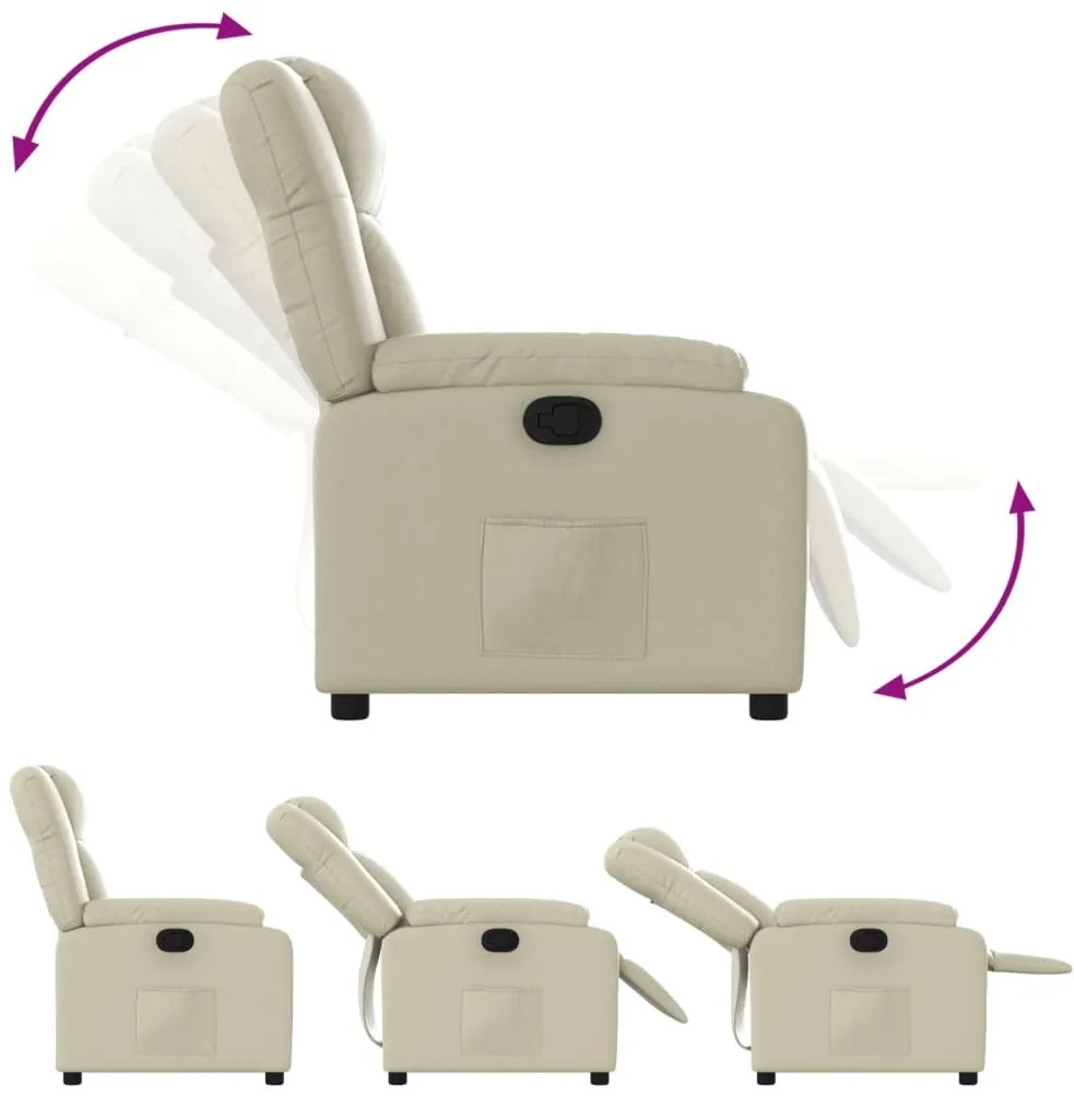 Poltrona reclinável couro artificial cor creme