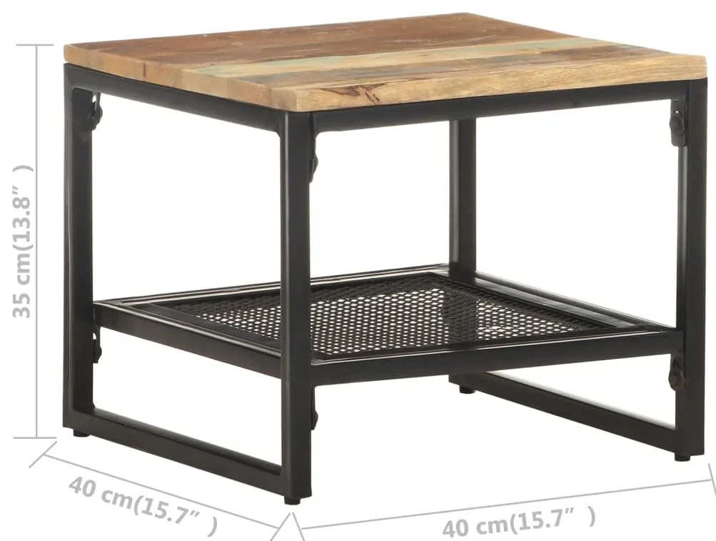 Mesa de apoio 40x40x35 cm madeira recuperada maciça