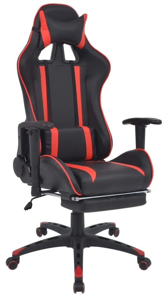 vidaXL Cadeira escritório reclin. estilo corrida c/ apoio pés vermelho