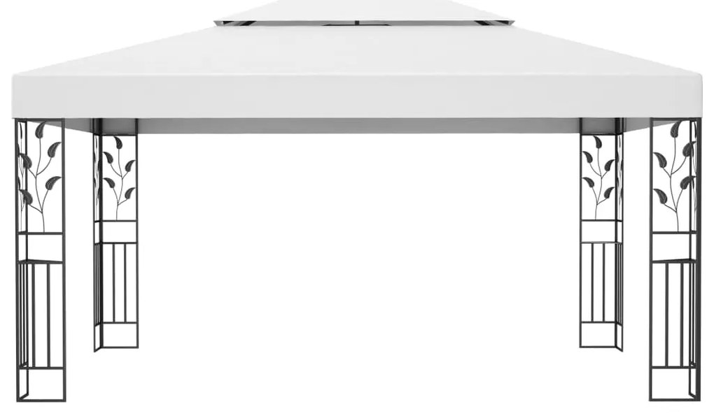 Gazebo com toldo duplo e cordões de luzes LED 3x4 m branco