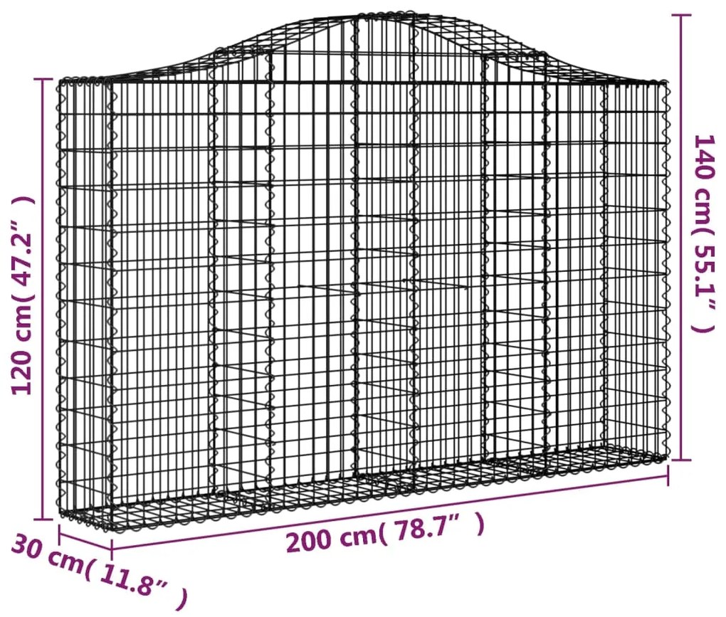 Cestos gabião arqueados 4pcs 200x30x120/140cm ferro galvanizado
