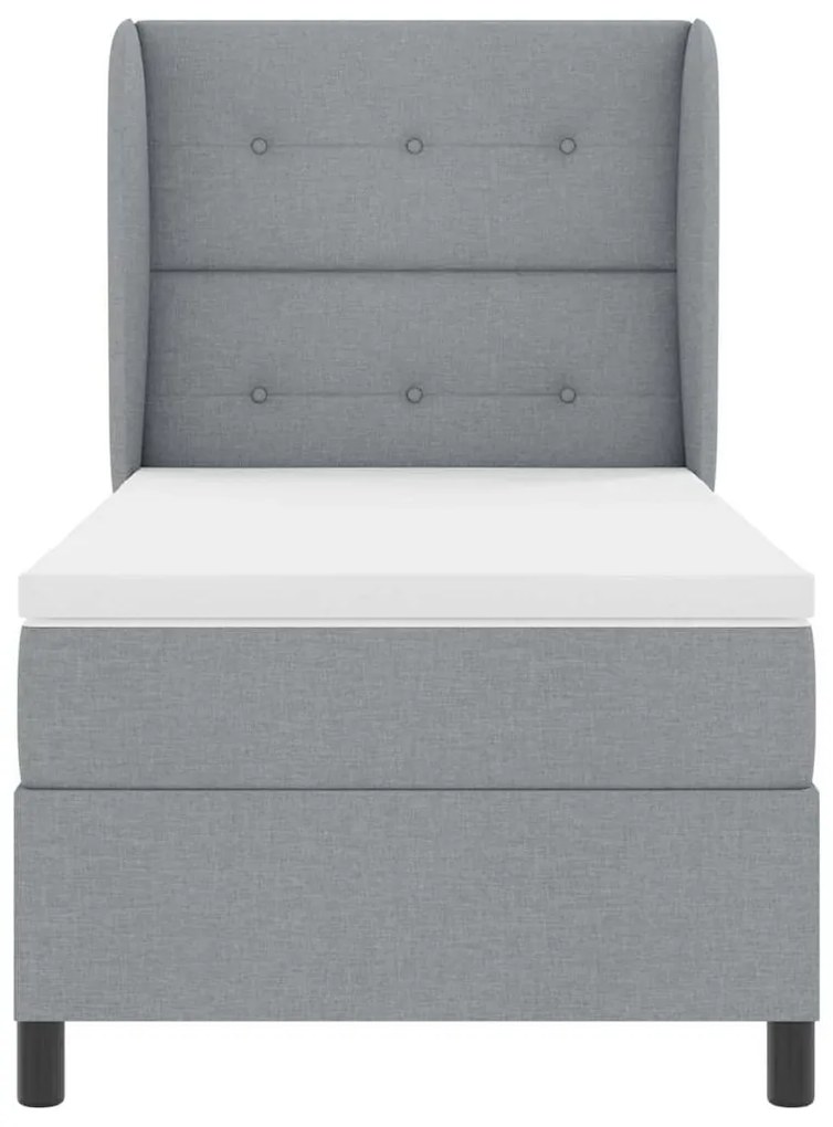Cama Box com Colchão Cinza Claro 80 x 200 cm, Tecido de Qualidade.