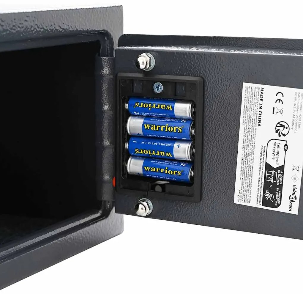 Cofre Digital Electrónico Cinza Escuro 23x17x17 cm Aço