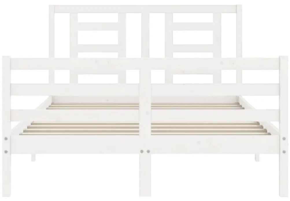 Estrutura de cama com cabeceira 140x200cm madeira maciça branco