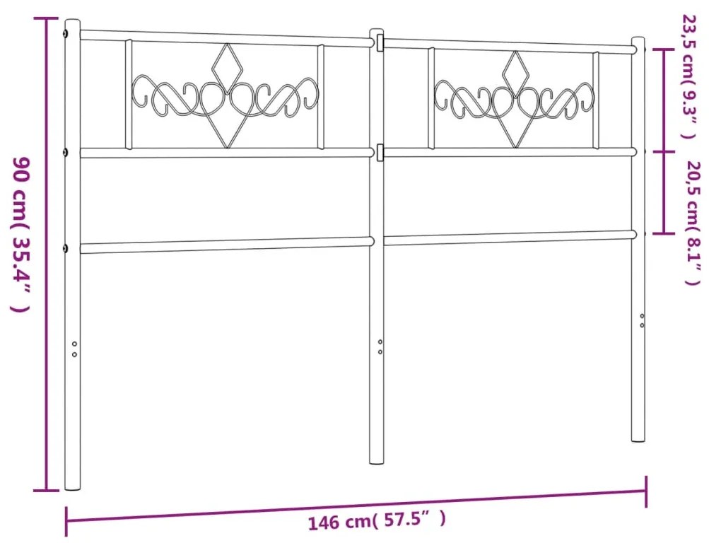 Cabeceira de cama 140 cm metal branco