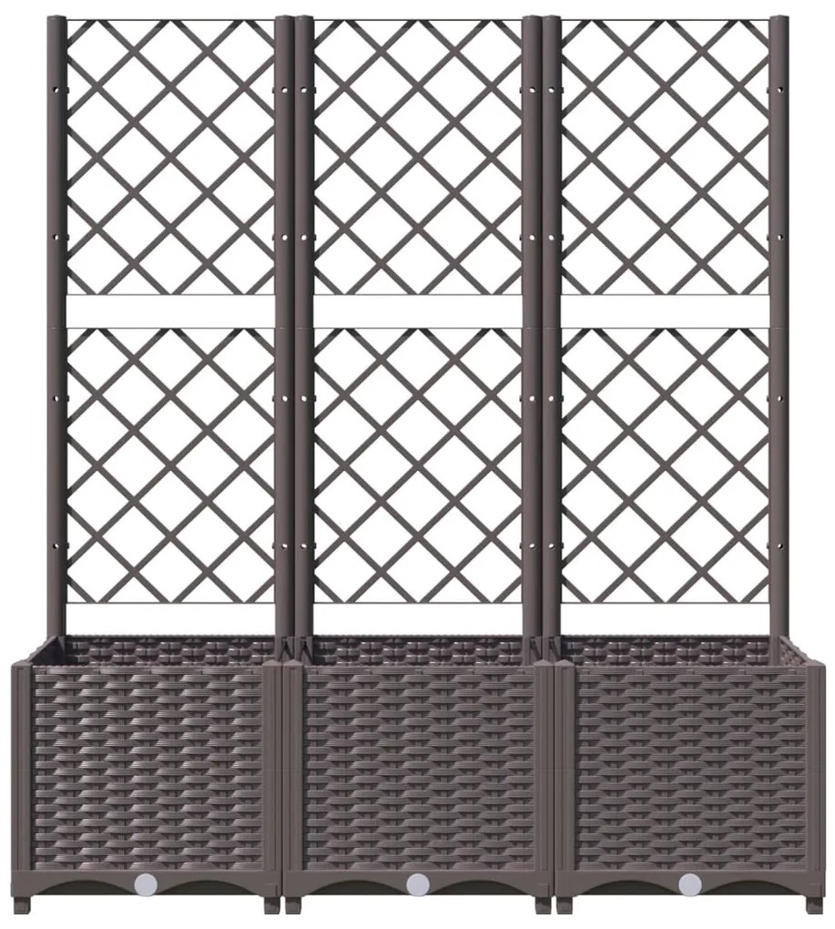Vaso/floreira jardim c/ treliça 120x40x136 cm PP castanho