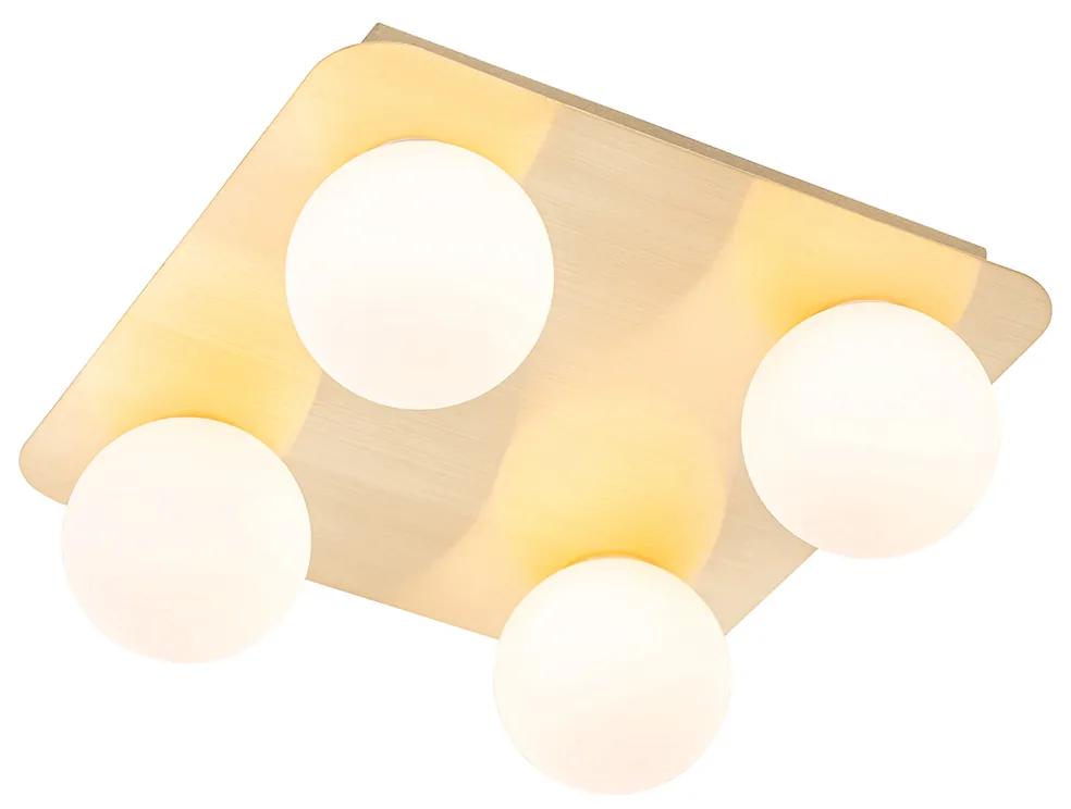 Moderna luminária de teto para banheiro quadrado de latão 4 luzes - Cederic Moderno