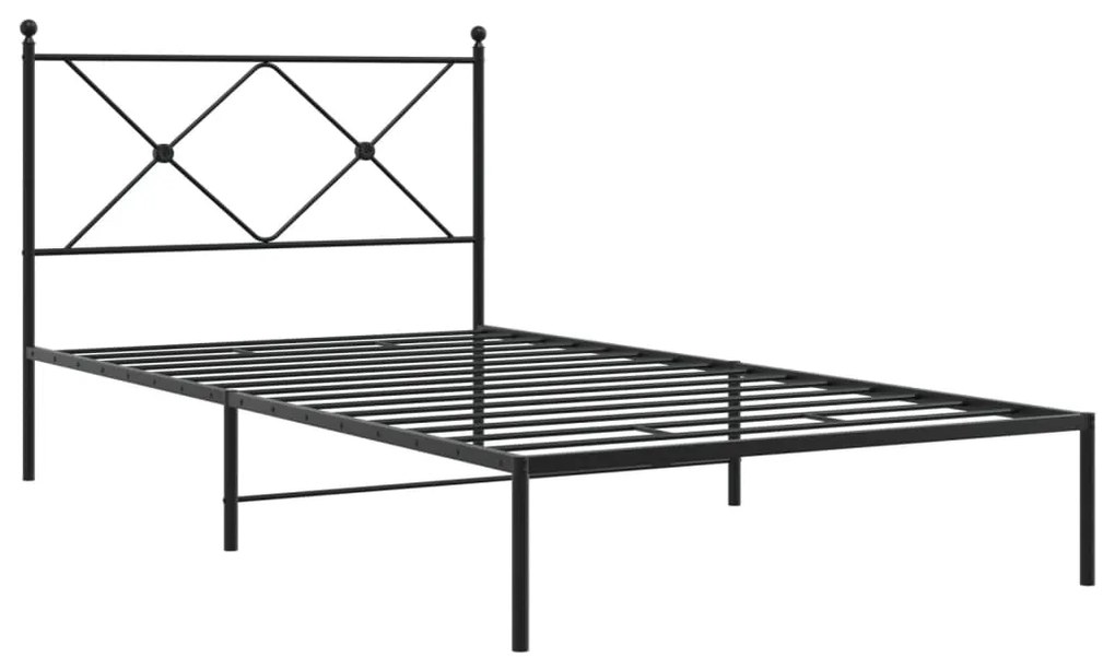 Estrutura de cama com cabeceira 100x200 cm metal preto