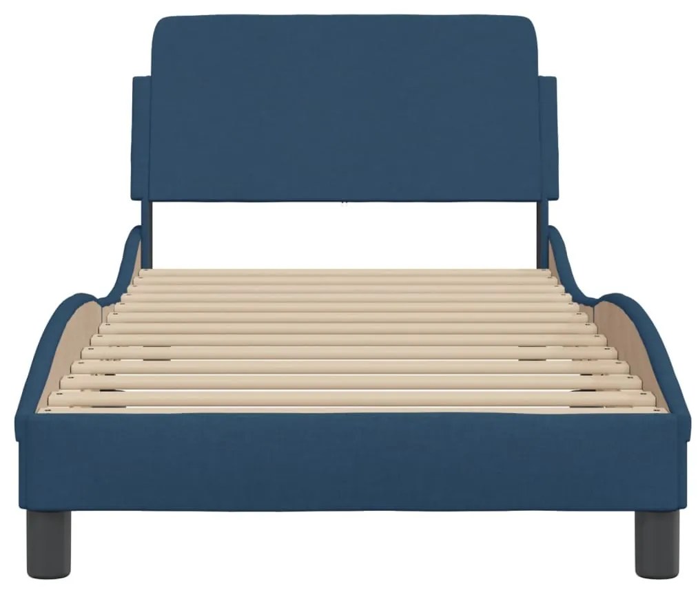Estrutura cama c/ cabeceira sem colchão tecido 90x190 cm azul