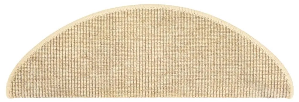 Tapetes escada adesivos aspeto sisal 15pcs 65x21x4 cm bege