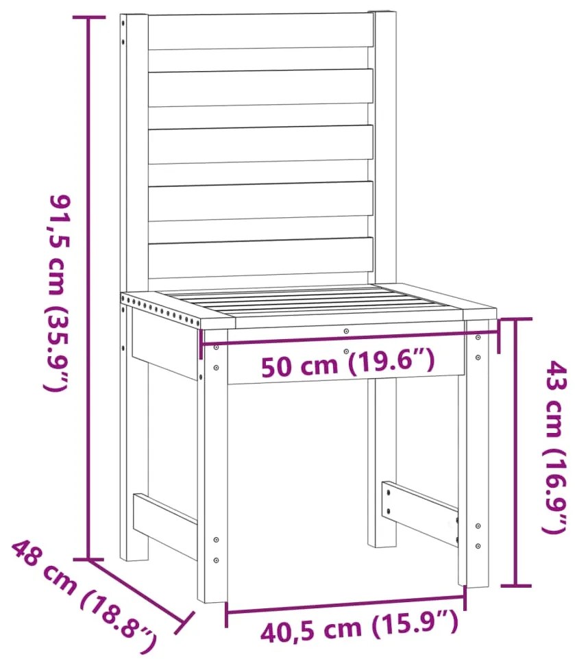 Cadeiras de jardim 2 pcs 50x48x91,5 cm pinho maciço
