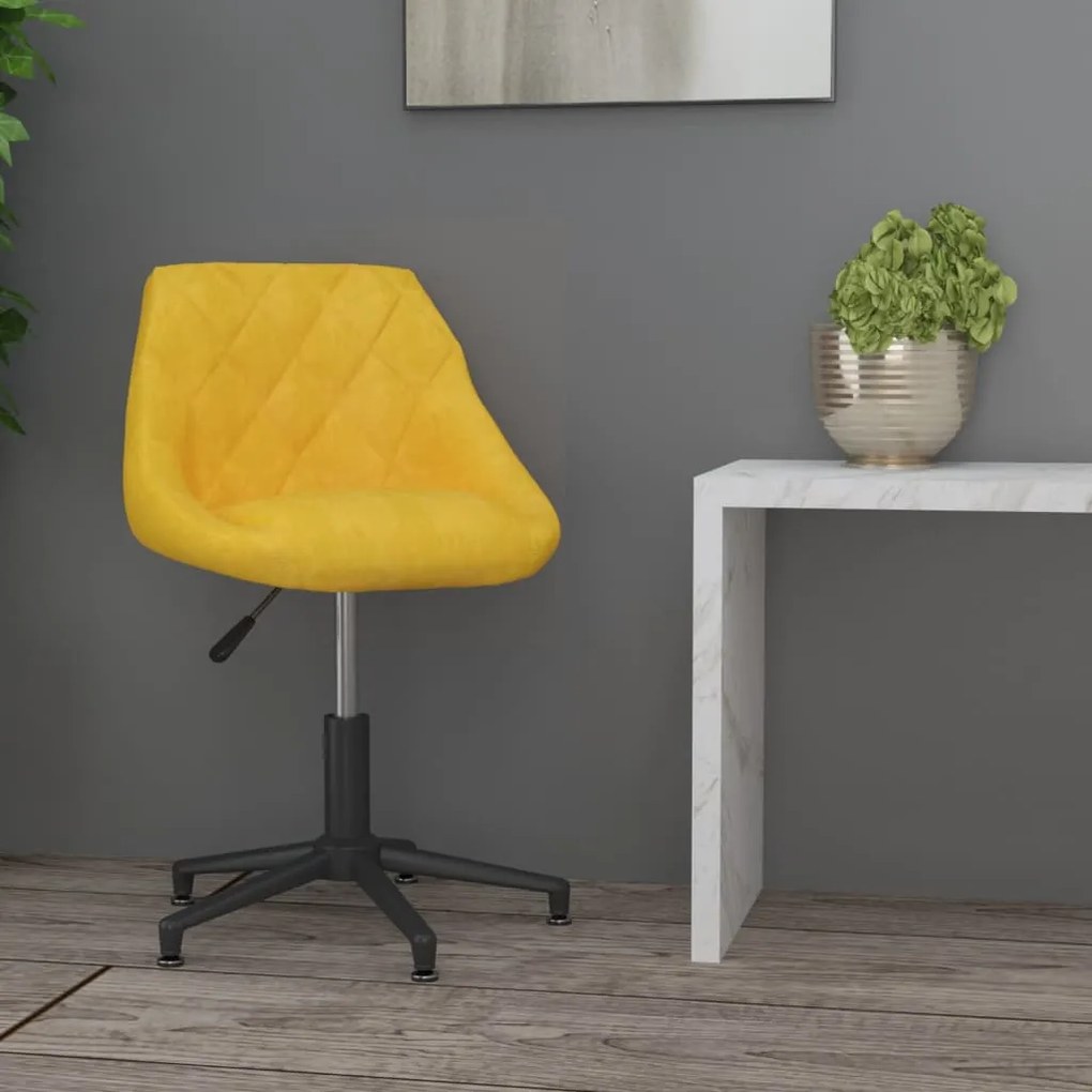 Cadeira de escritório giratória veludo amarelo mostarda