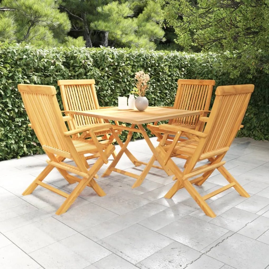 vidaXL 5 pcs conjunto de jantar para jardim madeira de teca maciça