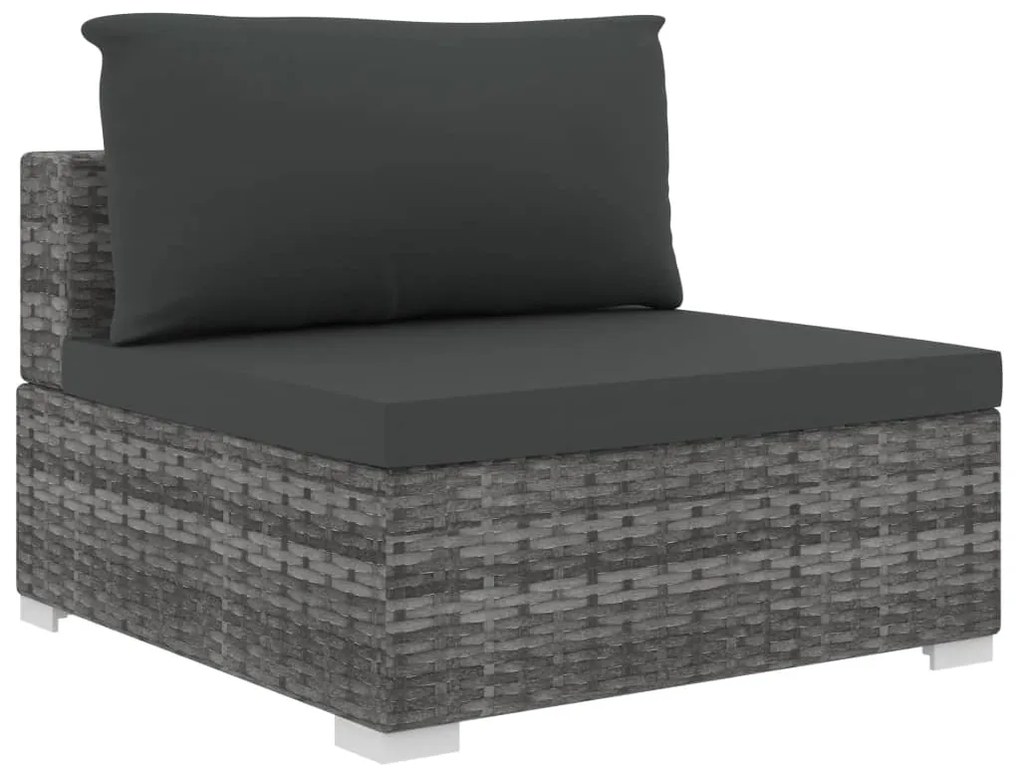 8 pcs conjunto lounge de jardim c/ almofadões vime PE cinzento