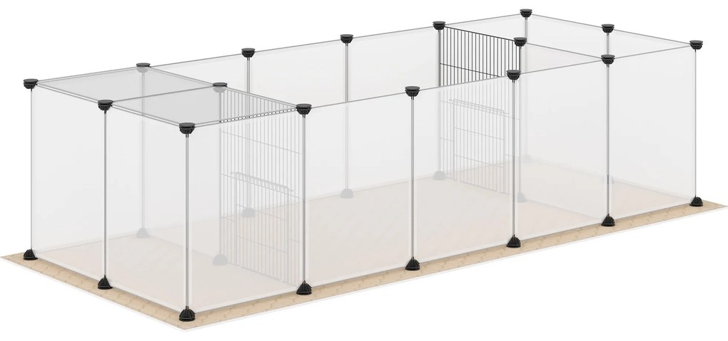 Cerca para Animais de Estimação DIY com 20 Painéis Parque para Pequenos Animais Modular 175x70x45 cm Translúcido