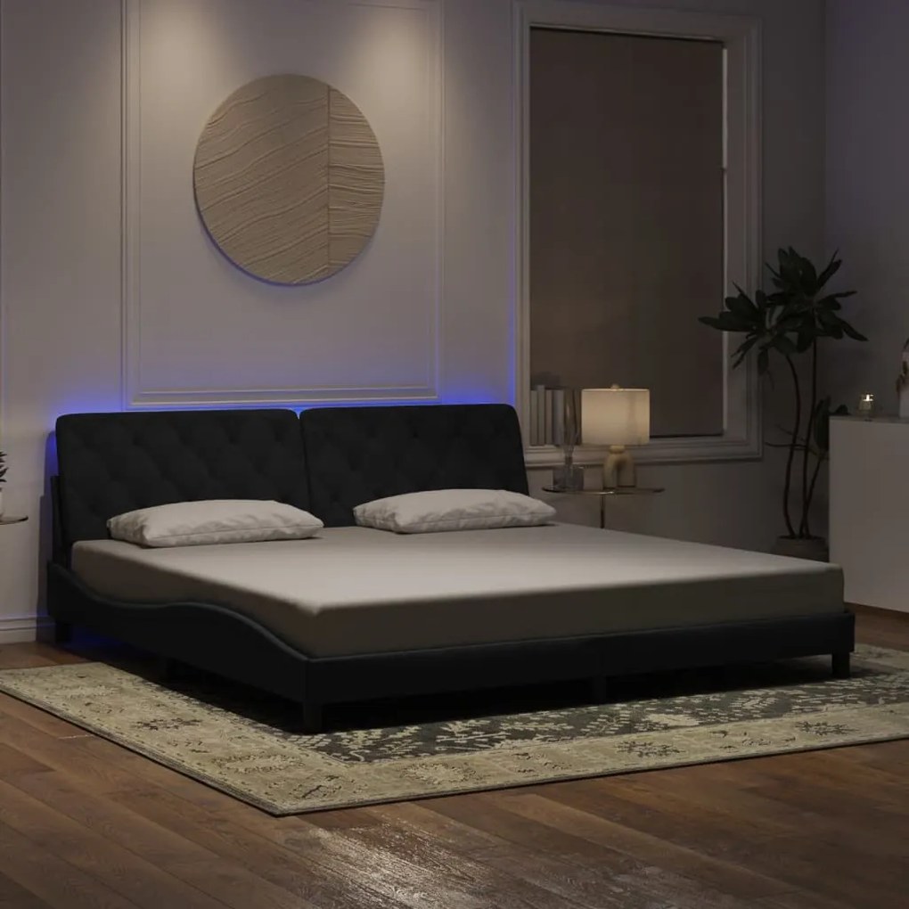 vidaXL Estrutura de cama c/ luzes LED 200x200 cm veludo preto