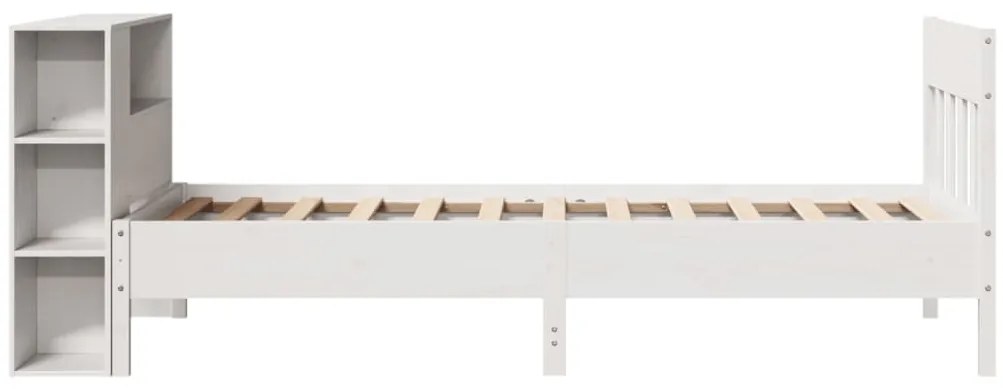 Cama com estante sem colchão 75x190 cm pinho maciço branco