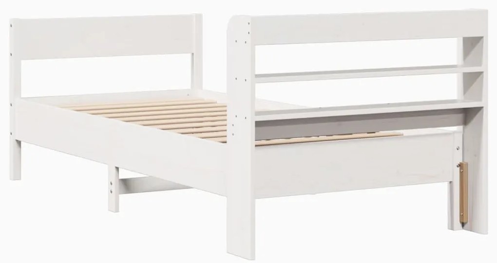 Cama sem colchão 90x200 cm madeira de pinho maciça branco