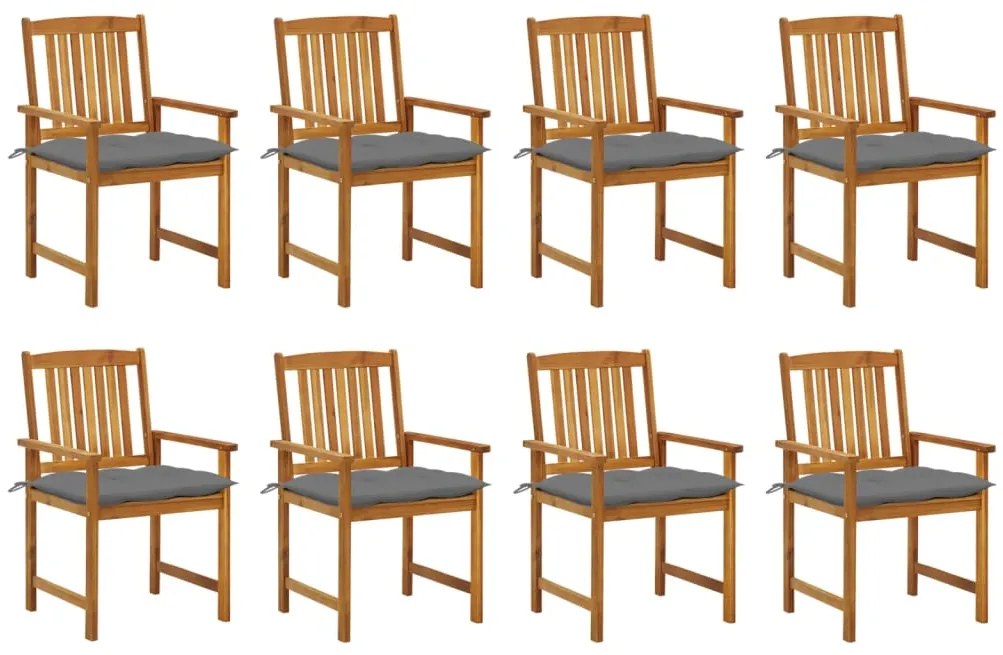 Cadeiras de jardim com almofadões 8 pcs acácia maciça