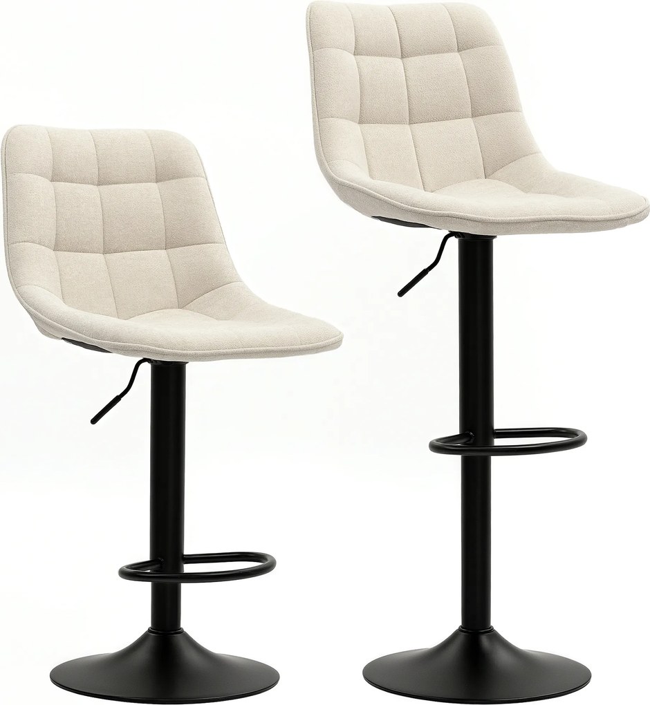 HOMCOM Banqueta de Bar Moderna Conjunto de 2 Banquetas Giratórias com Encosto Regulável em Altura 47x53x117 cm Bege | Aosom Portugal
