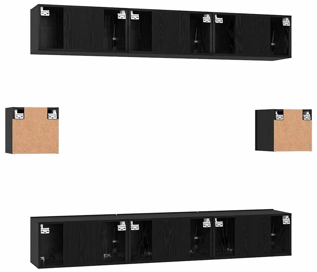 Conjunto de móvel de TV 8 pcs Carvalho preto 60 x 30 x 30 cm