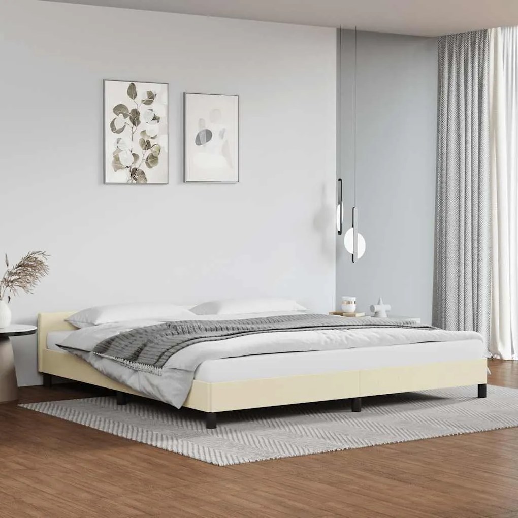 Estrutura cama c/ cabeceira sem colchão 200x200 cm creme