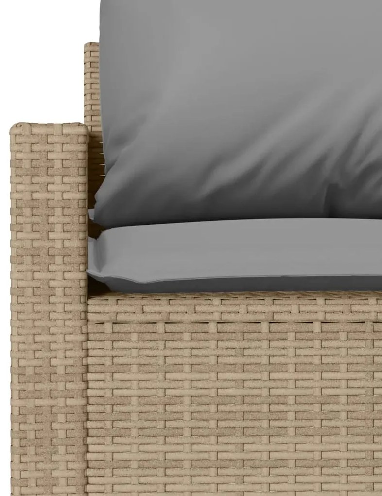 4 pcs conjunto de sofás para jardim c/ almofadões vime PE bege