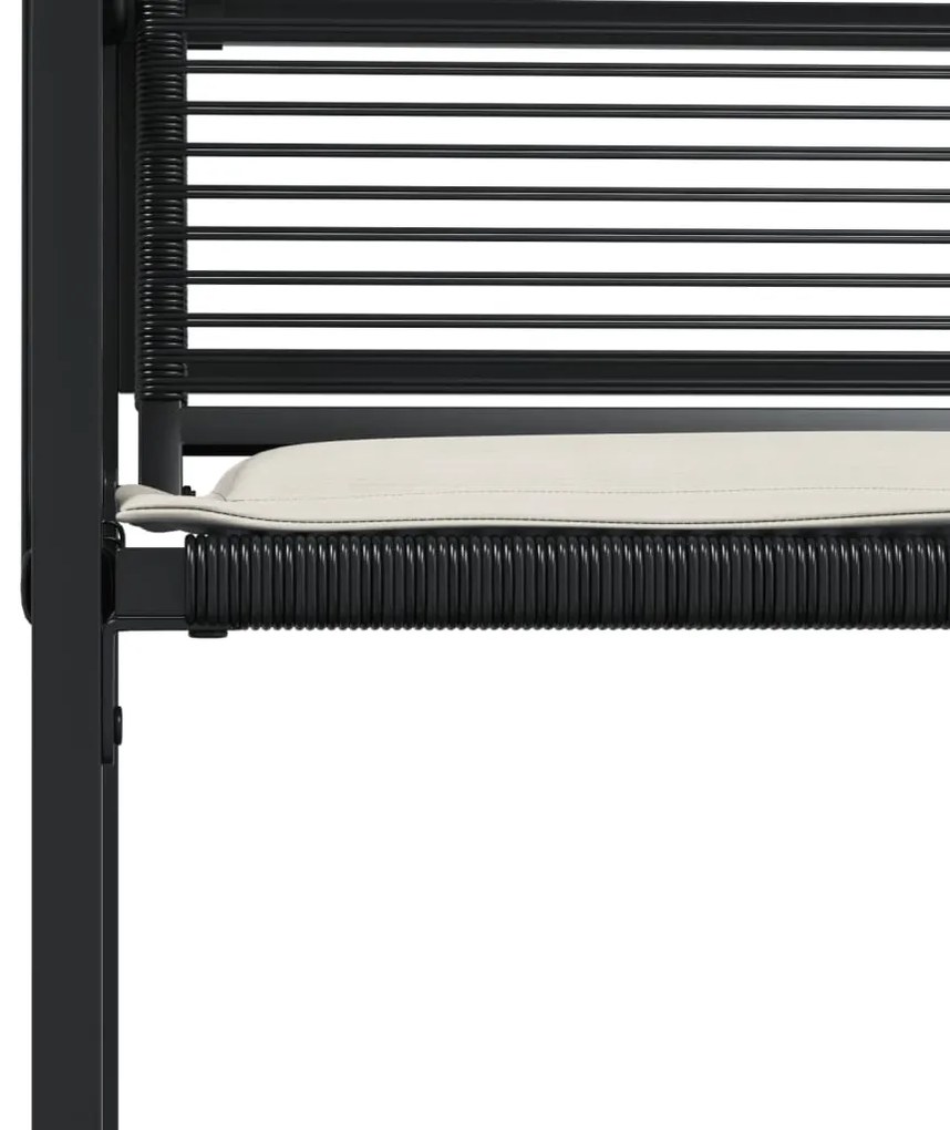 Cadeiras de jardim com almofadões 4 pcs vime PE preto