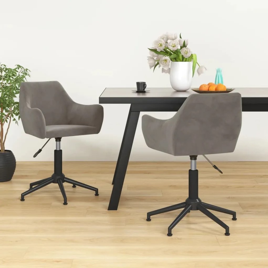 vidaXL Cadeiras de jantar giratórias 2 pcs veludo cinzento-claro