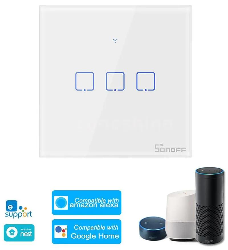 Interruptor triplo (3 Gang) Smart WiFi touch em vidro de encastrar - Sonoff T0EU3C-TX