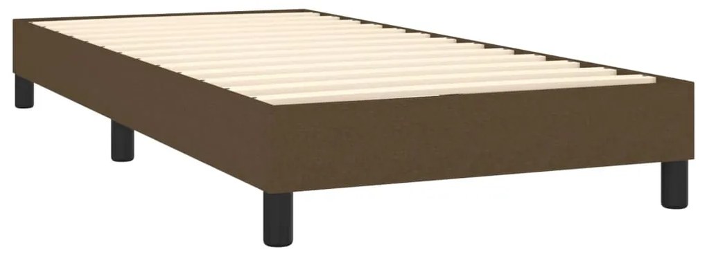 Cama box spring c/ colchão/LED 90x200 cm tecido castanho-escuro